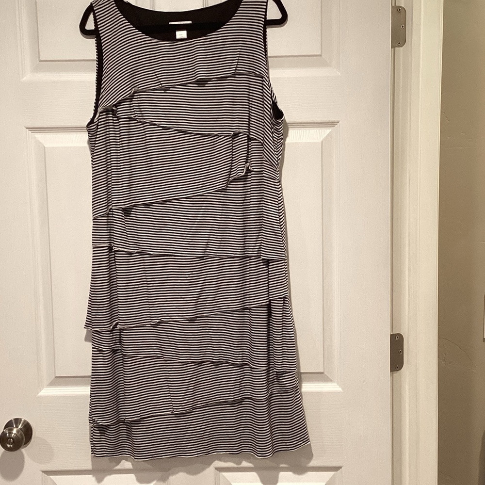 CJ Banks Black and White Striped Mini Dress